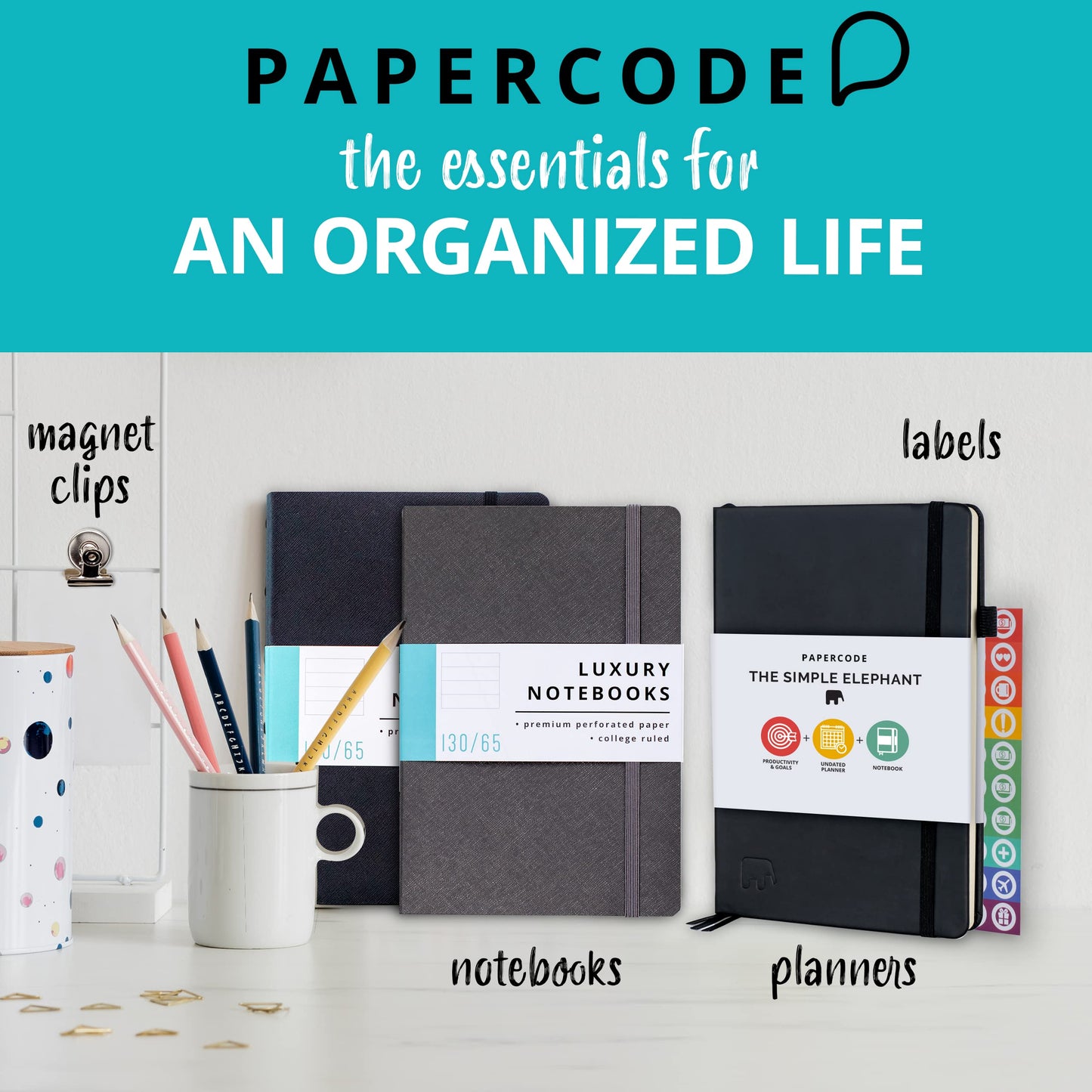 Papercode Lined Journal Notebooks - Luxury Journals for Writing w/ 130 Pages, Soft Cover - Executive Notebooks for Work, Travel, College